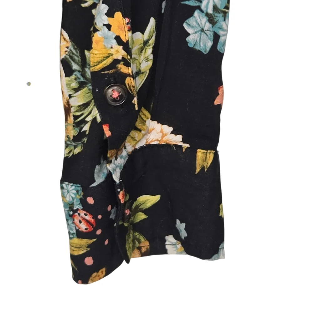 Maeve Floral Black Wildlife Rayon Blouse Size 8 - Picture 3 of 11